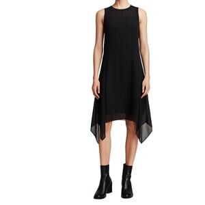 AllSaints Lyra Black Asymmetrical Sheer Overlay Dress – NWT – US 0